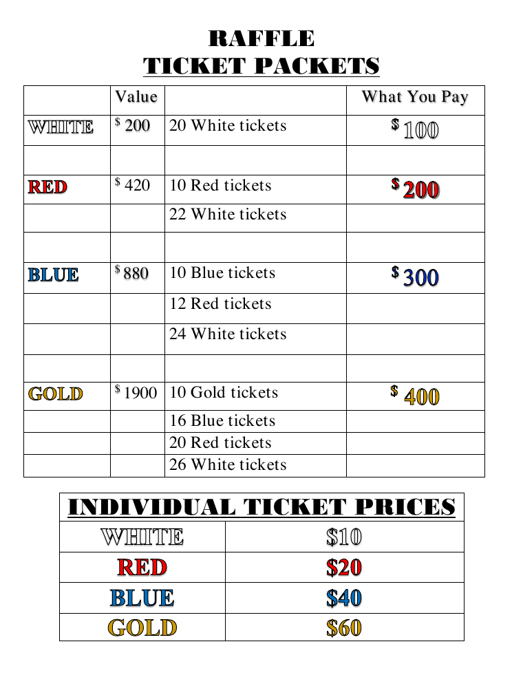 Raffle ticket packet preview