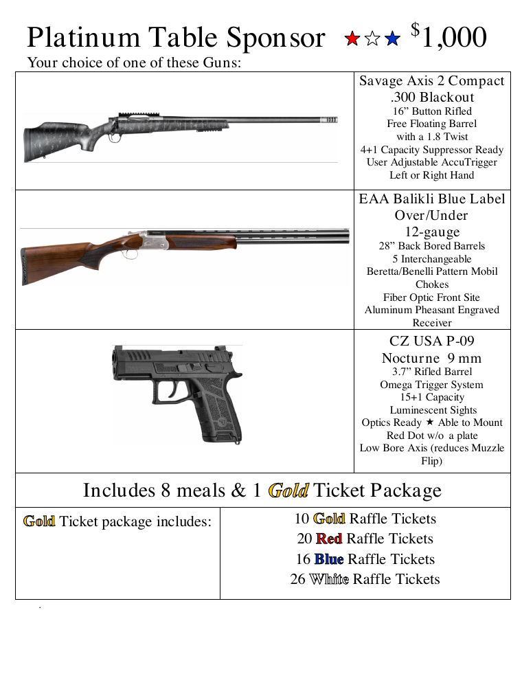 Platinum table sponsor preview