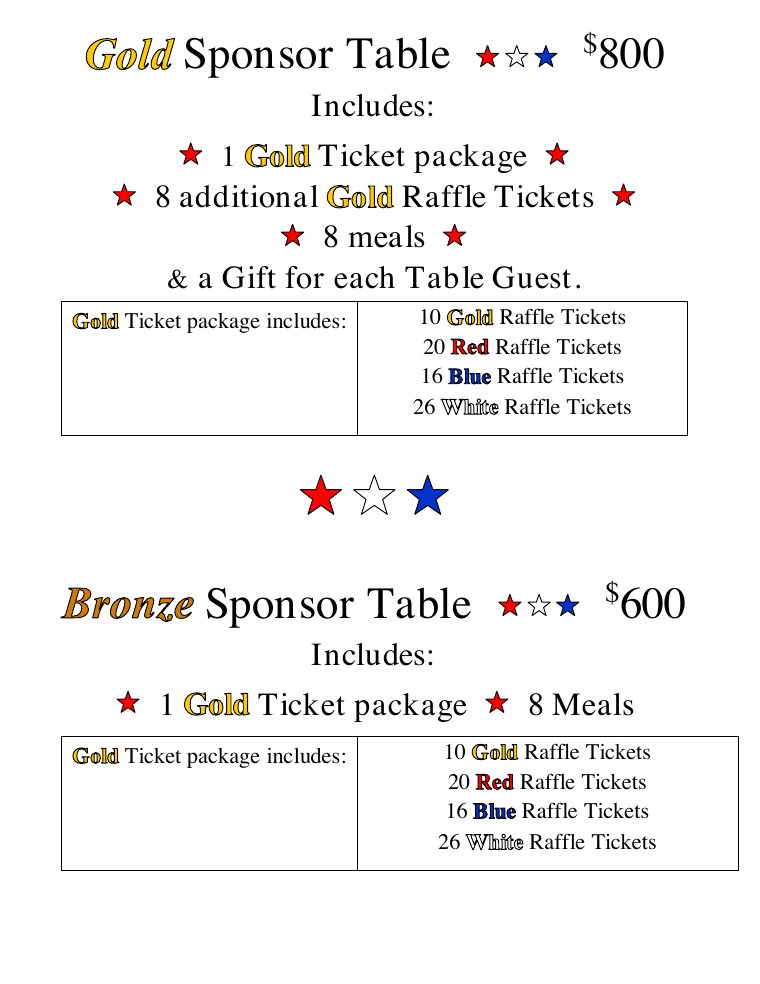 Gold and bronze sponsor table preview